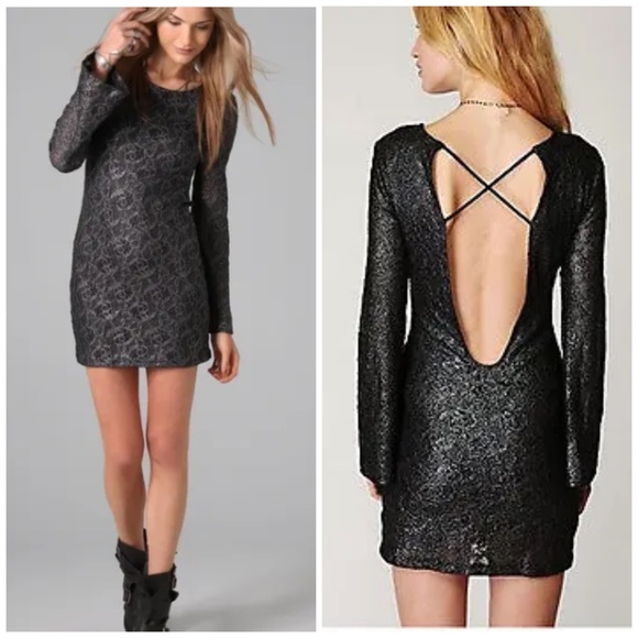NIGHTCAP *Priscila* black metallic open back bodycon mini dress 3 M - Picture 1 of 6